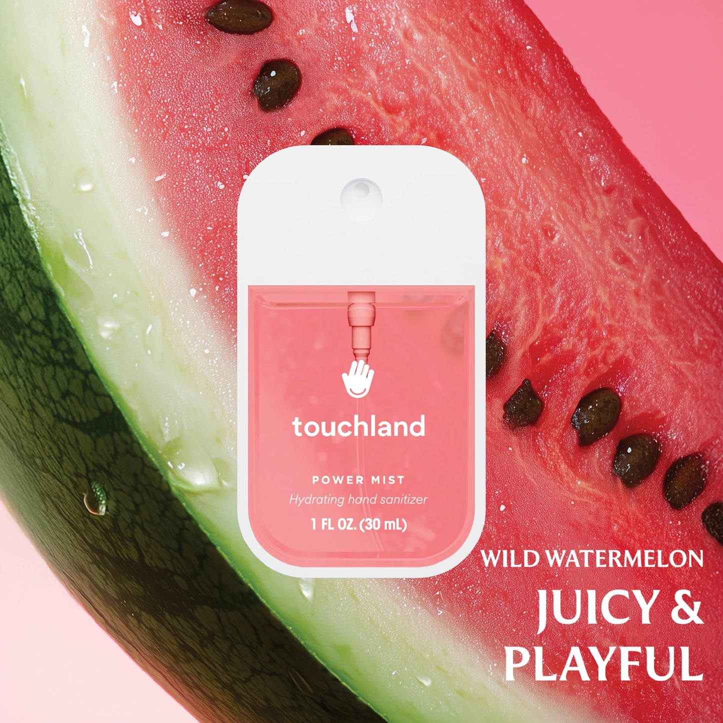 Touchland Hydrating Hand Sanitizer Spray – Juicy Trio Set (Wild Watermelon, Velvet Peach, Berry Bliss) – 3 x 1 FL OZ Travel Size Mists
