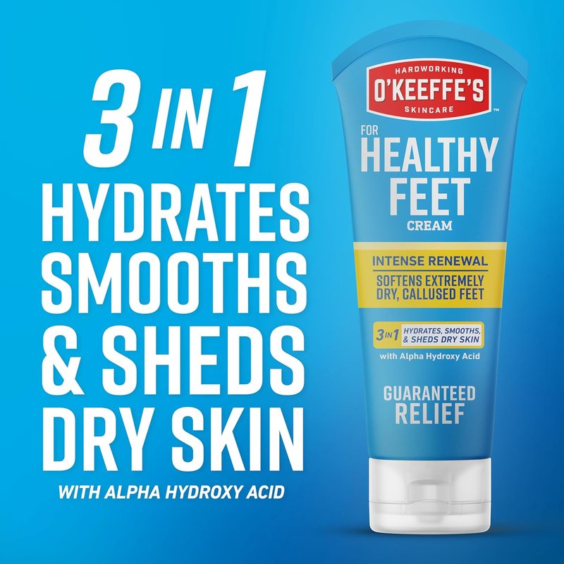 O'Keeffe's Intense Renewal Cream for Healthy Feet - Exfoliates & Softens Dry, Callused Skin - 3 oz Tube