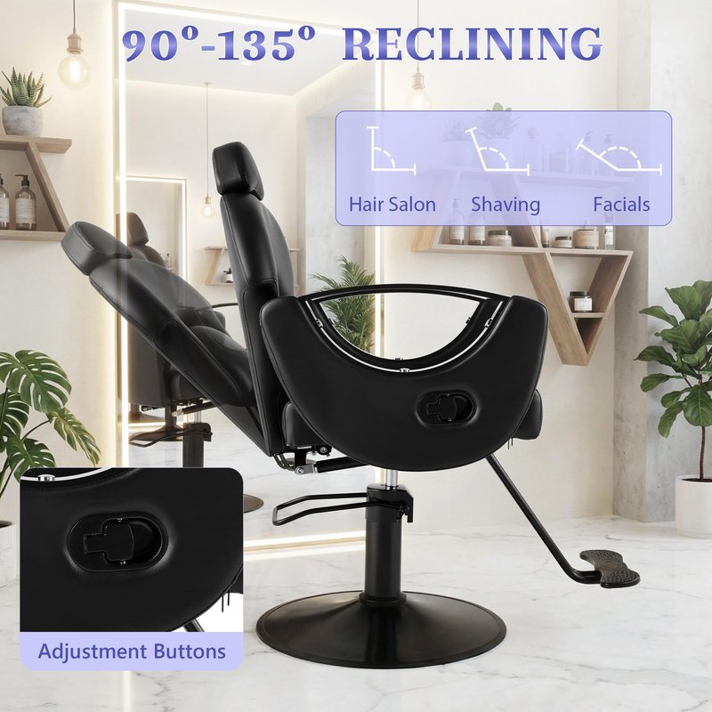 Hicomony Salon Barber Chair, Hydraulic Pump Height Adjustable Hair Styling Chair, Professional Reclining Hair Chairs,360° Swivel All-Purpose Beauty Chair for Home, Spa & Salon Equipment