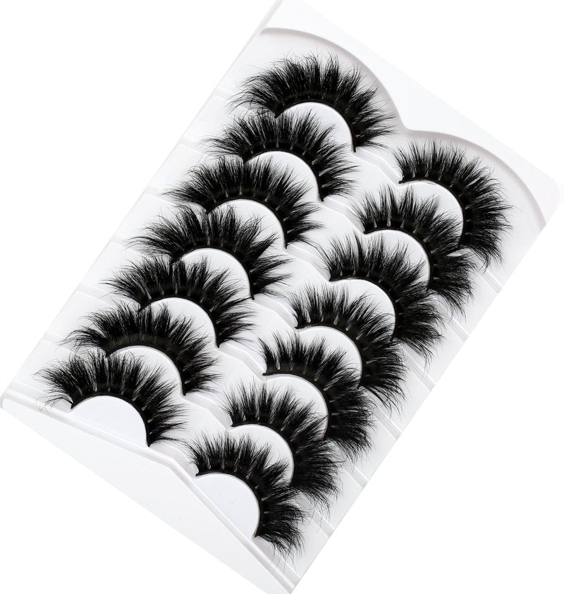Pooplunch Cat Eye Look Dramatic False Eyelashes Extension Volume Thick 20MM Long Wispy 8D Soft Faux Mink Lash Fake Eyelashes Strips 7 Pairs Pack
