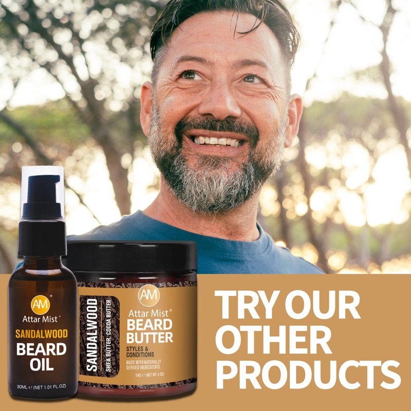 AM Beard & Face Wash - Sandalwood Scented - Gently Cleanses, Stops Itching & Flaking, Hydrates Dry Flaky Skin Under Beard - Naturally Derived Aloe Vera, Galangal, & Orange Peel - 6.76 fl oz