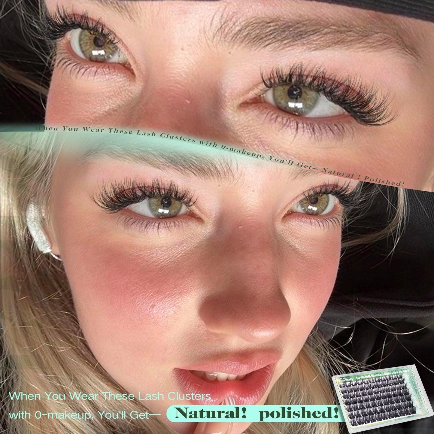 Wispy Lash Clusters Clear Band Natural Eyelash Clusters D-curly Lash Extensions Invisible Band Cluster Eyelash Extensions Spider Cluster Lashes 10-16MM Individual Lashes by Newcally