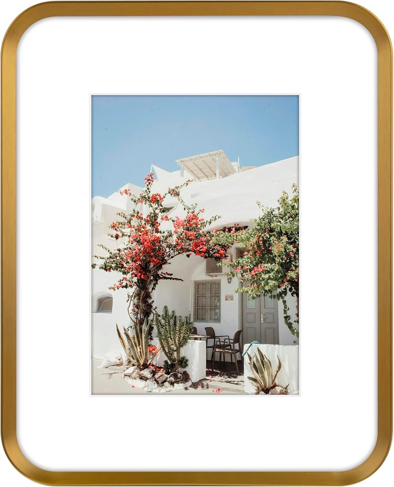 Golden State Art 8x10 Aluminum Picture Frame - Bronze Gold with Mat for 5x7 Photos | Real Glass Modern Decor