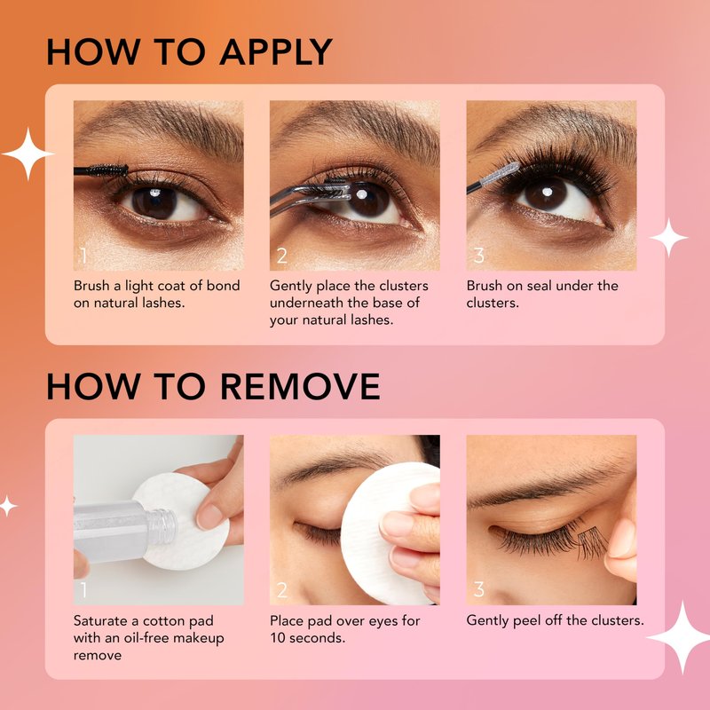 BeBlinky False Eyelashes, Lash Extension Kit 02, 9mm-16mm, Wide Band, Easy to Apply and Remove, No Damage to Natural Eyelashes, 72 Lash Clusters - Wispy