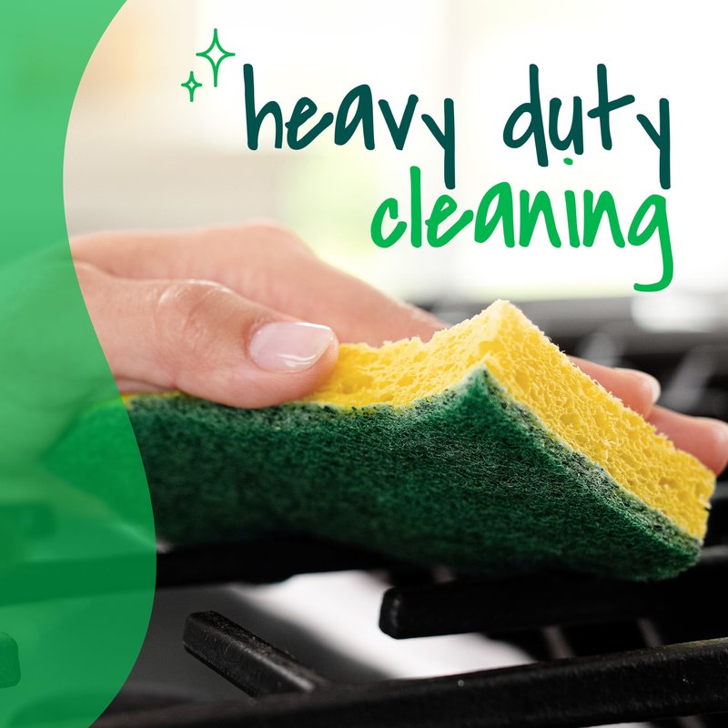 Scotch-Brite Heavy Duty Scrub Sponge, 6 Kitchen Sponges Designed for Tough Messes in the Kitchen that Last 3X Longer*, Best for Cast Iron Skillets and Outdoor Grills, Flexible, Durable, and Strong