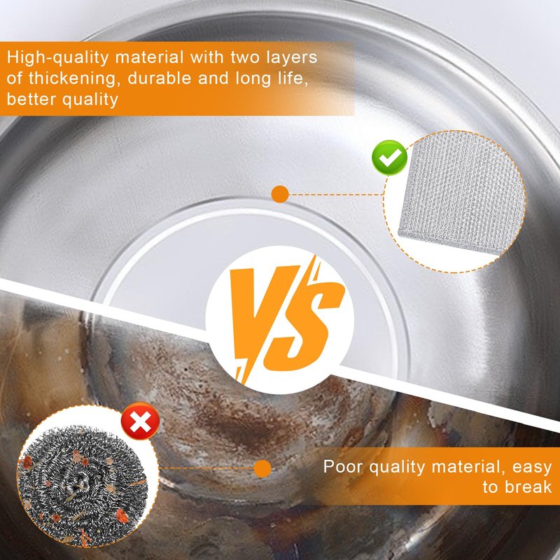 20 Pcs New Upgrade 3-Layer Metal Dish Cloth, No Scratches Wire Cleaning Cloth , Reusable Multipurpose Wire Dishwashing Rag for Kitchen Cleaning Cloths,Sinks,Dishes,Stove Top, Dimensions, 7.87“ x 7.87”