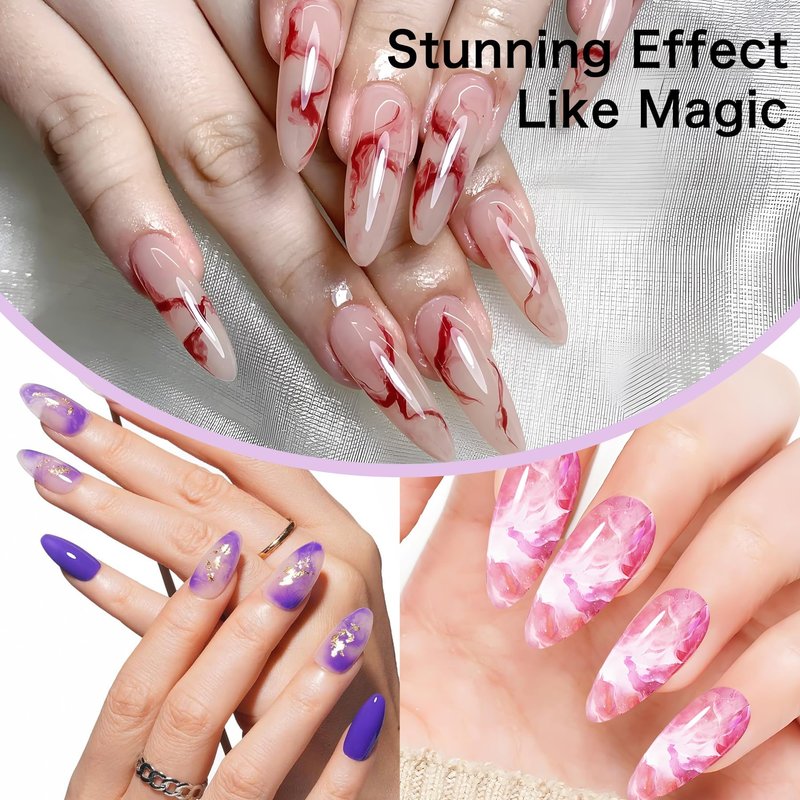Creaglam Nail Blooming Gel Polish 15ml, UV LED Gel for Marble Nail Art, Clear Watercolor Flower Spreading Polish, DIY Natural Stone Design for Home Salon Manicure