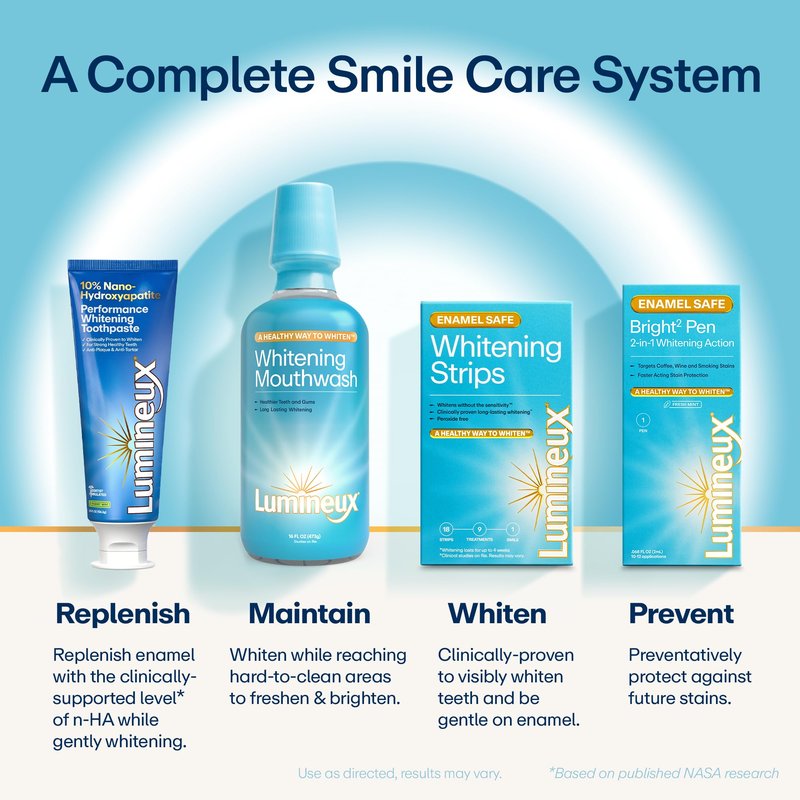 Lumineux Teeth Whitening Strips Kit - 9 Treatments (1 Month) - Peroxide Free - Enamel Safe for Whiter Teeth - Whitening Without The Sensitivity - Dentist Formulated - Sensitivity Free