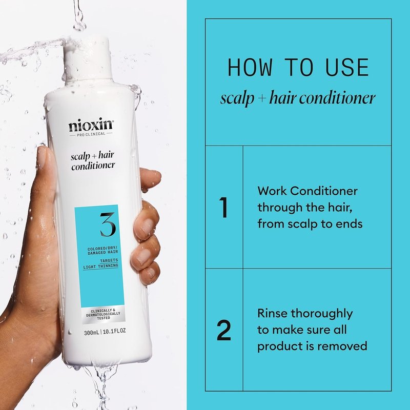 Nioxin System 3 Conditioner - Scalp & Hair Thickening for Colored, Dry, & Damaged Hair | Nourish with Niacinamide & Biotin