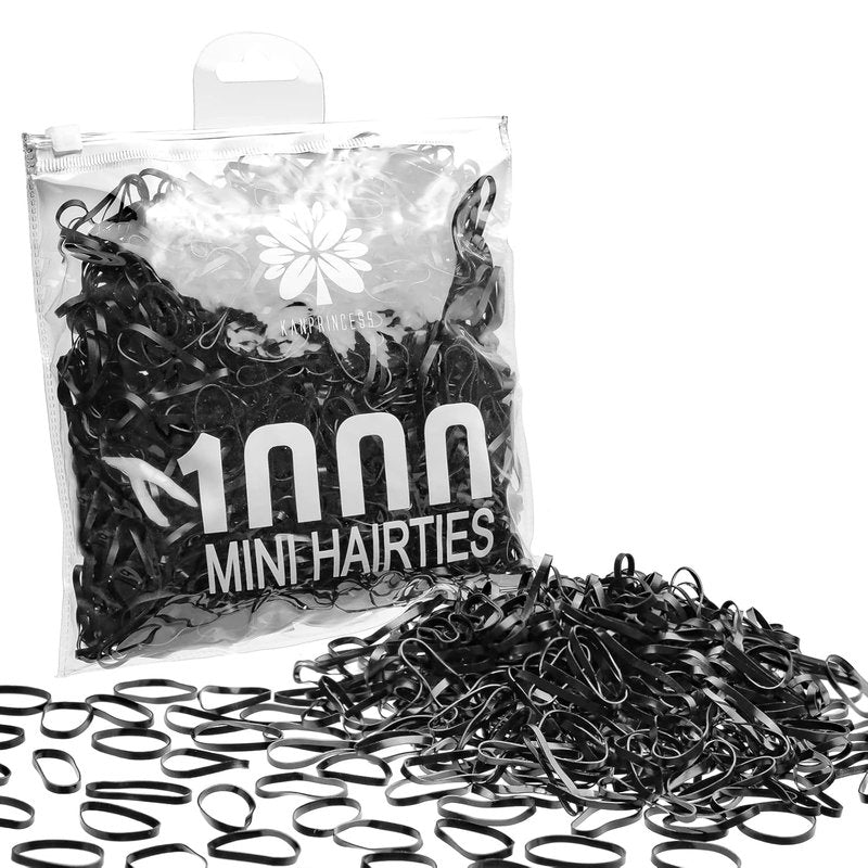 KANPRINCESS 1000PCS Black Hair Rubber Bands - Durable & Stretchy for All Hair Types