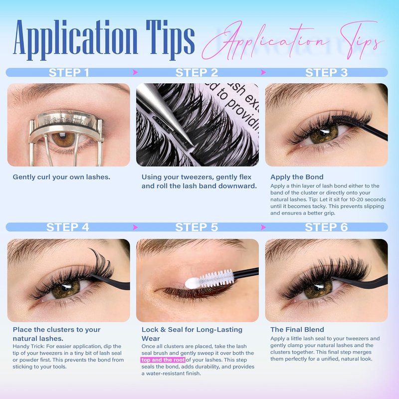 Pawotence Lash Clusters - 200pcs 50D Individual Eyelash Extensions | Self-Application 9-16mm