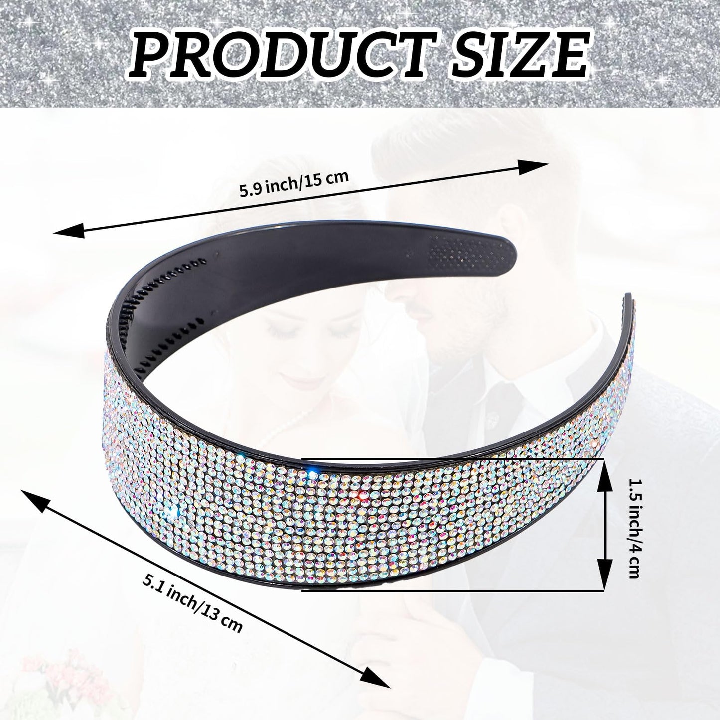 Amariver AB Rhinestone Headbands for Women: Sparkly Glitter Fashion Crystal Thick Beaded Bling Jeweled Stylish Hair Accessories