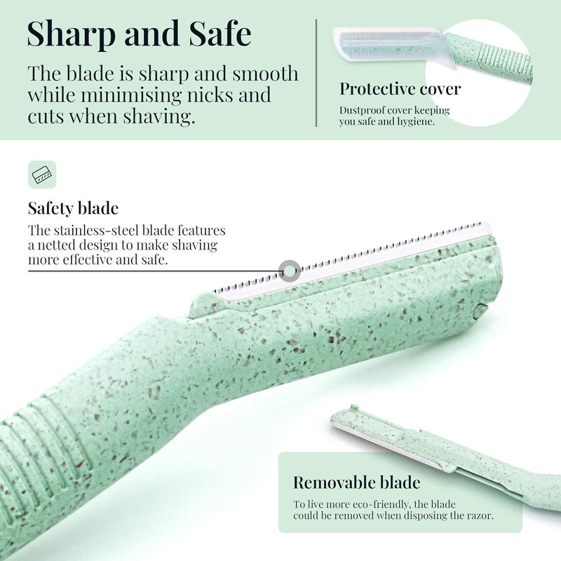 Dermaplane Razor for Women - Multipurpose Face & Eyebrow Trimmer | 6 Disposable Blades Included