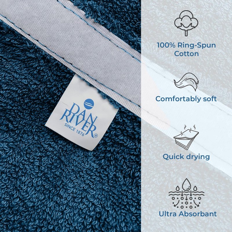 DAN RIVER Premium Cotton Terry Shower Wrap for Women, Ultra Soft Bath Robe After Shower with Pockets,Pack of 1 - Blue Opal