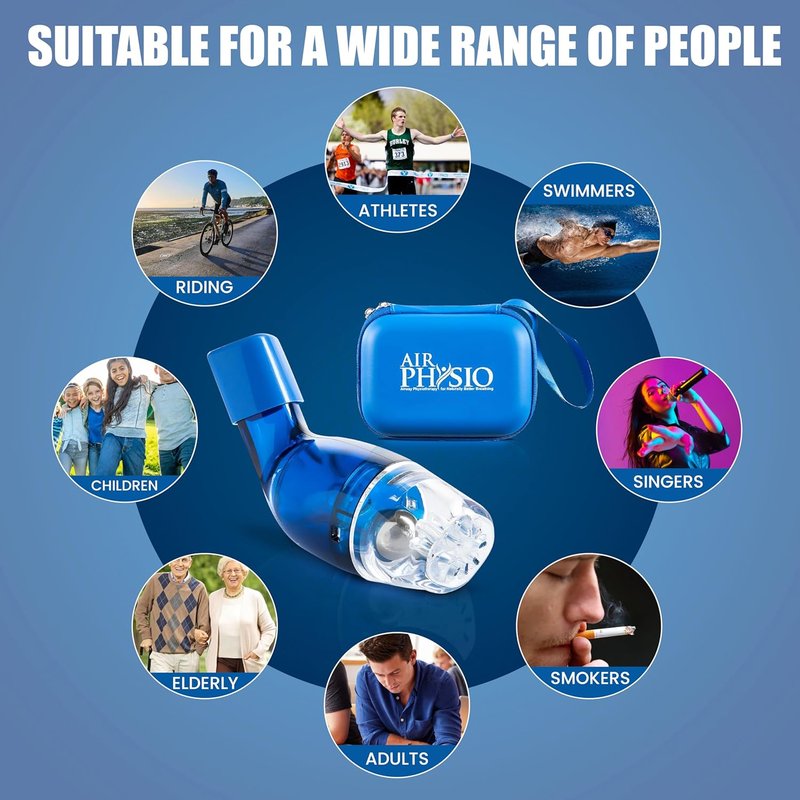 AirPhysio - Portable Breathing Device with Hard Shell Case & Soft Bag Included | Convenient Storage Solution