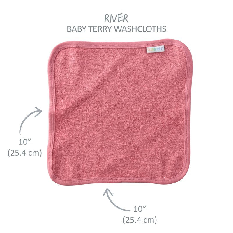 Butterblu River 10-Pack Baby Terry Washcloths 100% Organic Cotton Absorbent for Baby and Toddler Boys & Girls, Sunny Pink Rainbow, One Size