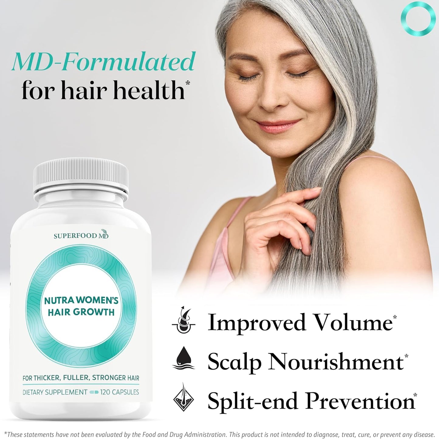 Women's Balance Hair Growth Supplements, Ages 45 and Up, Customer Proven for Visibly Thicker Hair and Scalp Coverage, Soy-Free, Made with 26 Ingredients including Beta Carotenes - 2 Month Supply