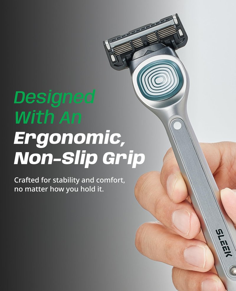 DORCO SLEEK 6 Blade Razor for Men with Multi-Flex Technology for a Smooth & Comfortable Shave | Cartridge Razor for Men, Razor Handle + 2 Cartridges