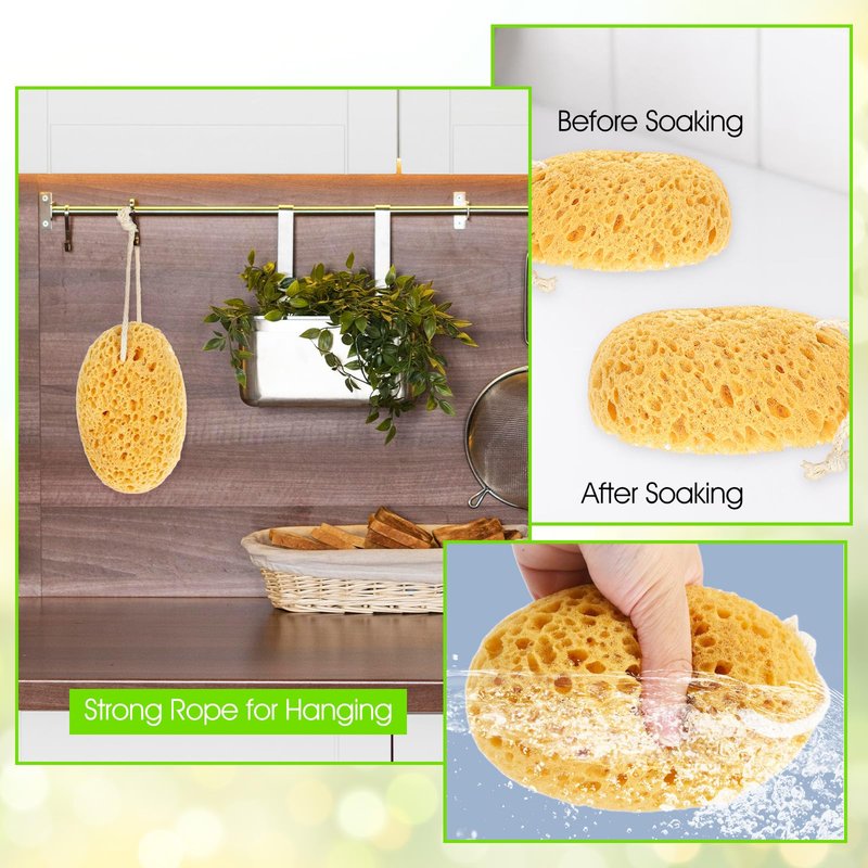 Kfhensomr 2pcs Body Sponges for Shower Soft Exfoliating Sea Sponges for Shower Face Body Wash Sponge Scrubber Puff Foam Loofah for Women Men Sensitive Dry Skin Bathing Gentle & Deep Cleansing