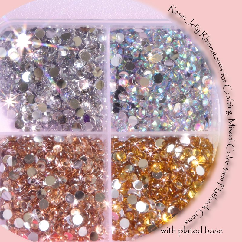 Rhinestones for Bedazzling Kit for Crafting Item, Bedazzled Gems Rhinestone Kit, Bedazzling Gems Flat Back Crafts, 28 Mixed 3mm Flatback Rhinestones Jewels for DIY Diamond Art Clothes Shoes Nail Art