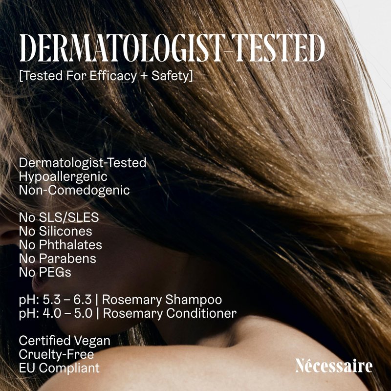Nécessaire Rosemary Hair Duo | Multi-Protein Strengthening Rosemary Shampoo and Conditioner Set For Thinning Hair. For Women + Men. Free Of Sulfates. Color-Safe. 250 ml / 8.4 oz