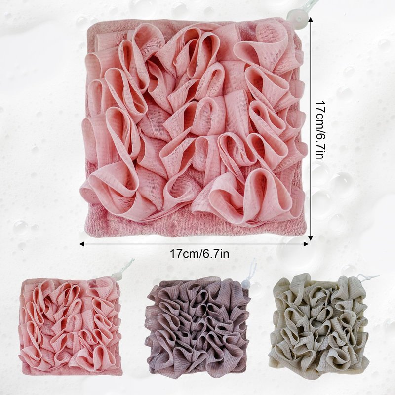 3 Pcs Soap Bar Loofah, 2 in 1 Bar Soap Loofah Pouch Can Hold Soap Effective Exfoliation for Bathing (Khaki + Coffee + Pink)