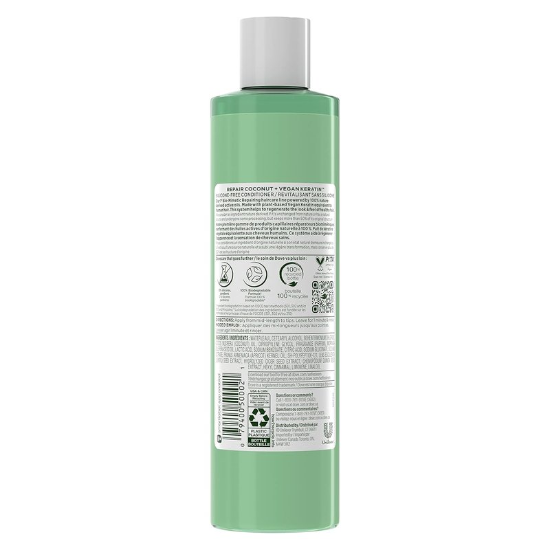 Dove RE+AL Bio-Mimetic Care Conditioner - Repair Damaged Hair with Coconut & Vegan Keratin | 10oz