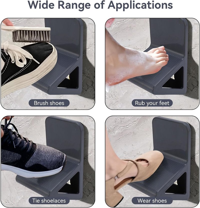 Agatige 2PCS Shower Wall Foot Rest, No Drill Triangular Suction Step for Shower Pedicure Stand Bathroom Pedal for Shaving Legs, Pregnant Woman Shower(Gray)