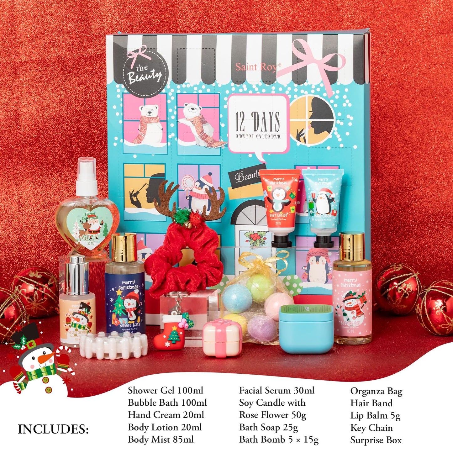 16 Pcs Advent Calendar 2025 Christmas Gifts for Women Mom - Luxury 2025 Gift Box for Christmas, Bath and Body Gift for Sister, Gift Baskets Set for New Year Gift, Christmas Bath and Body Gift Set