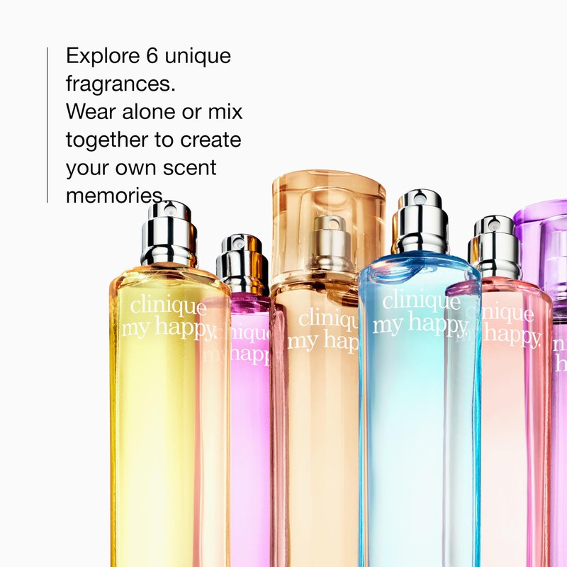 Clinique My Happy Fragrance Spray, Indigo Mist | Notes of Green Melon + Dewy Bluebells | Perfumes for Women, Mini Travel Size, 0.5 Fl Oz