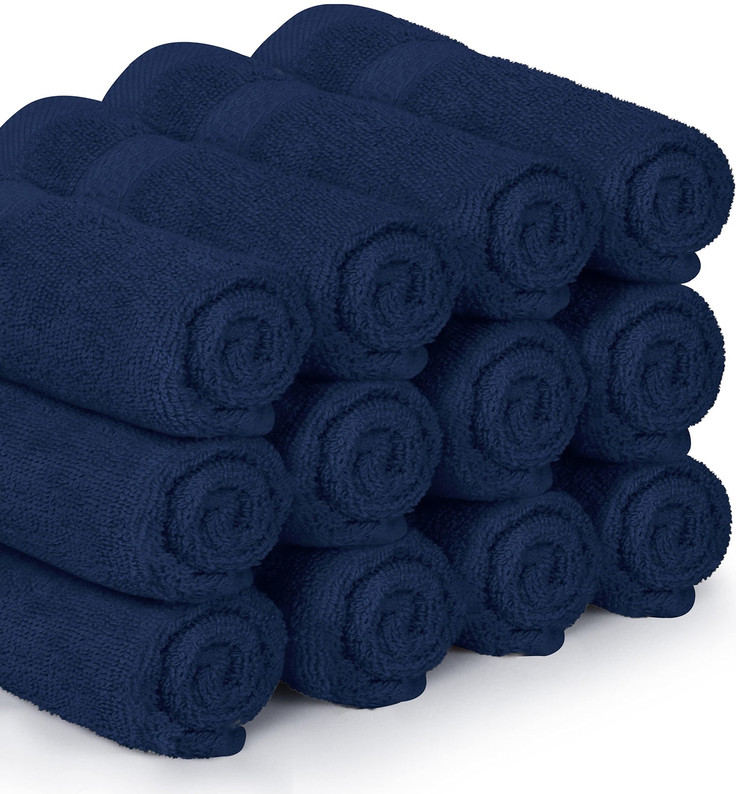 Utopia Towels 12 Pack Premium Wash Cloths Set, 12 by 12 Inches, 100% Cotton Ring Spun, Highly Absorbent and Soft Feel Essential Washcloths for Bathroom, Spa, Gym, and Face, Navy Blue