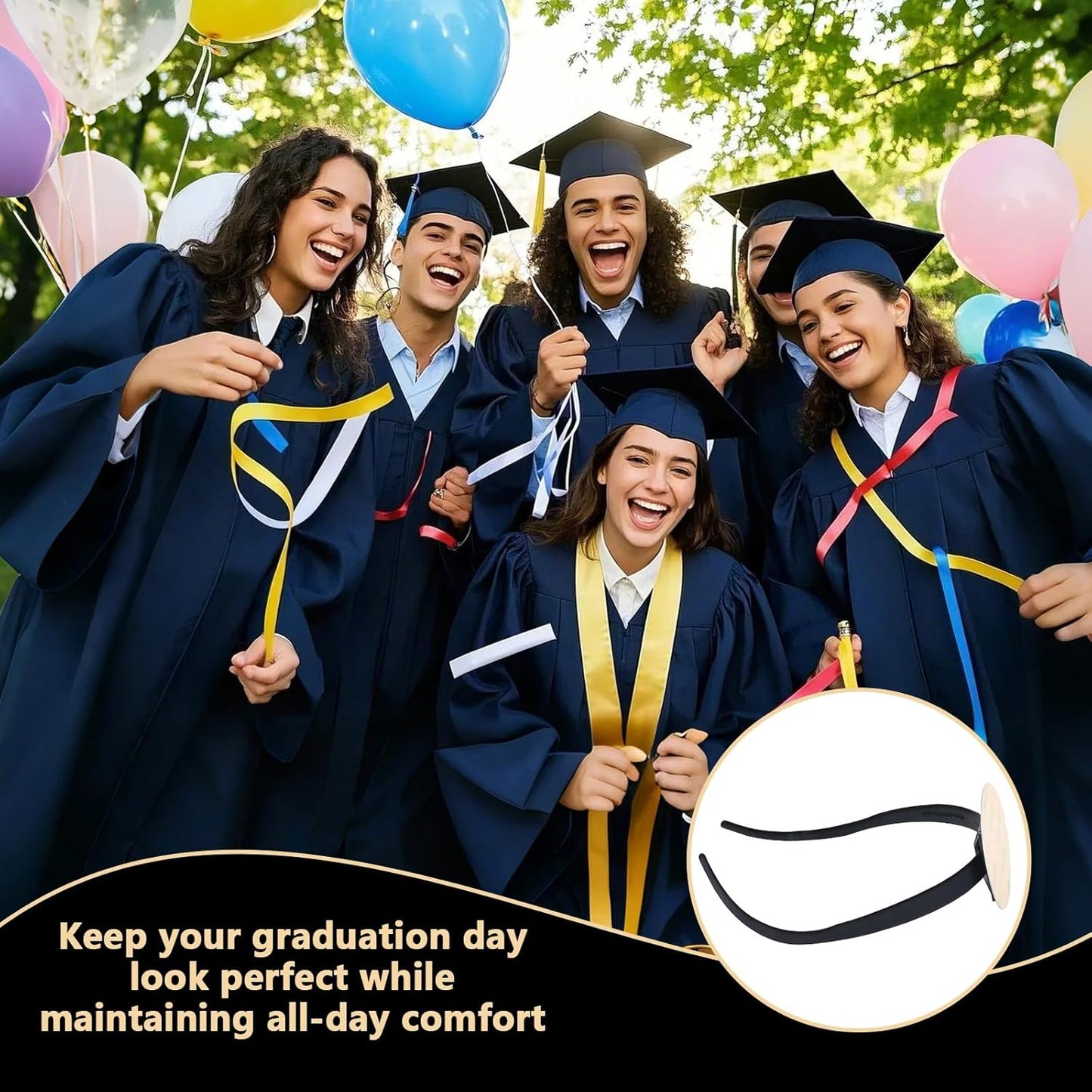 Tryly Graduation Cap Headband Insert - 2 Pack Anti-Slip Stabilizer for Eyeglasses | Perfect Graduation Gift