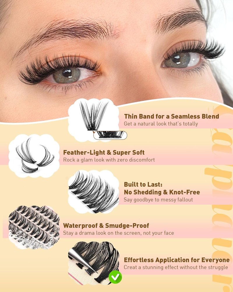 Eyelash Clusters - 30D to 100D Wispy Individual Lashes | 476PCS D-Curly Extensions 10-16MM