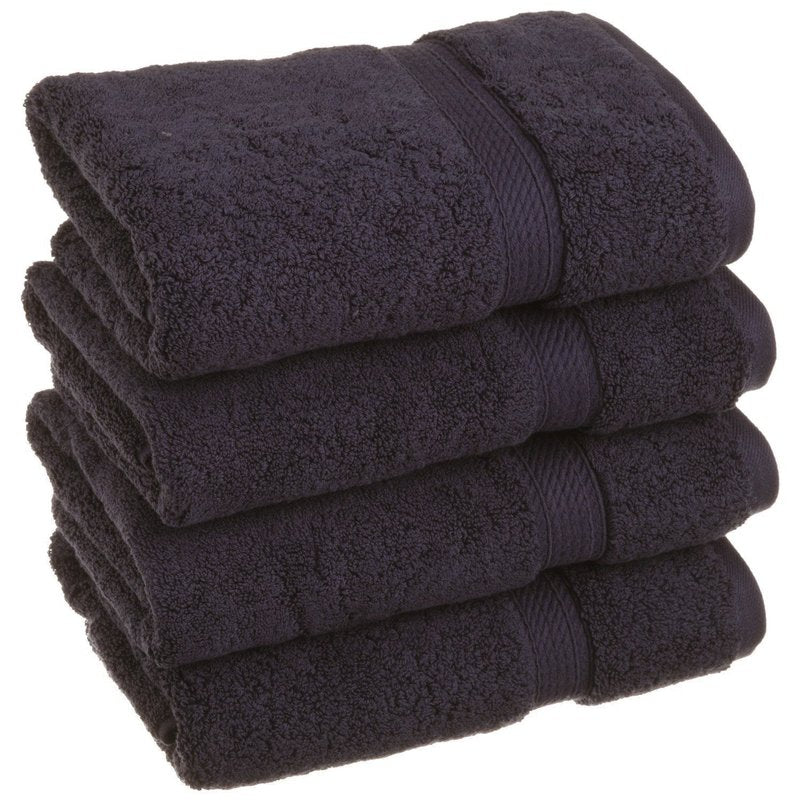 SUPERIOR Egyptian Cotton Plush & Absorbent, Hand Towel Set of 4, Navy Blue