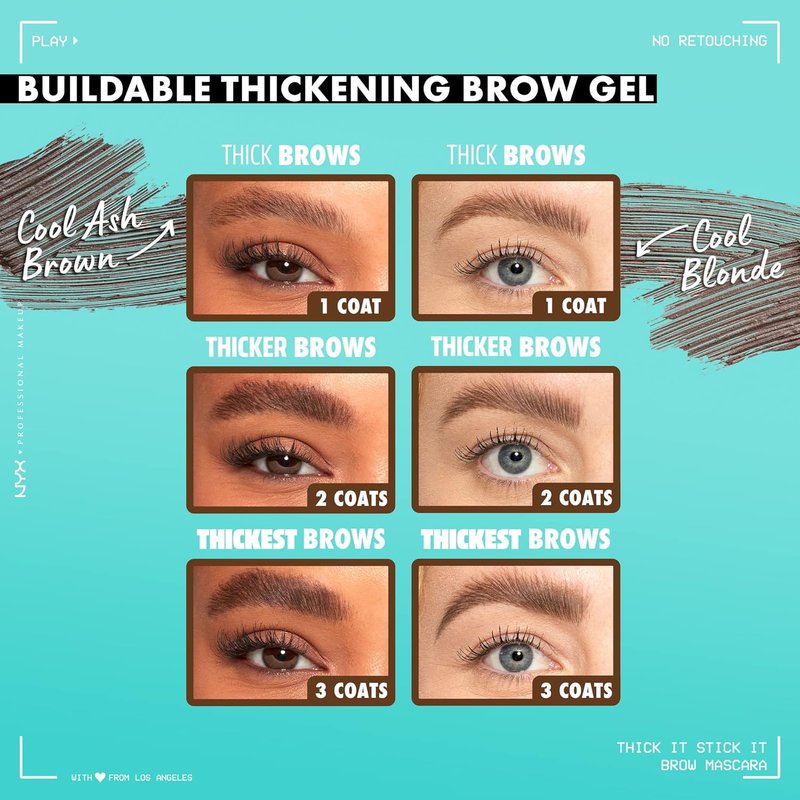 NYX Professional Makeup Thick It Stick It Brow Mascara - Thickening Eyebrow Gel in Espresso