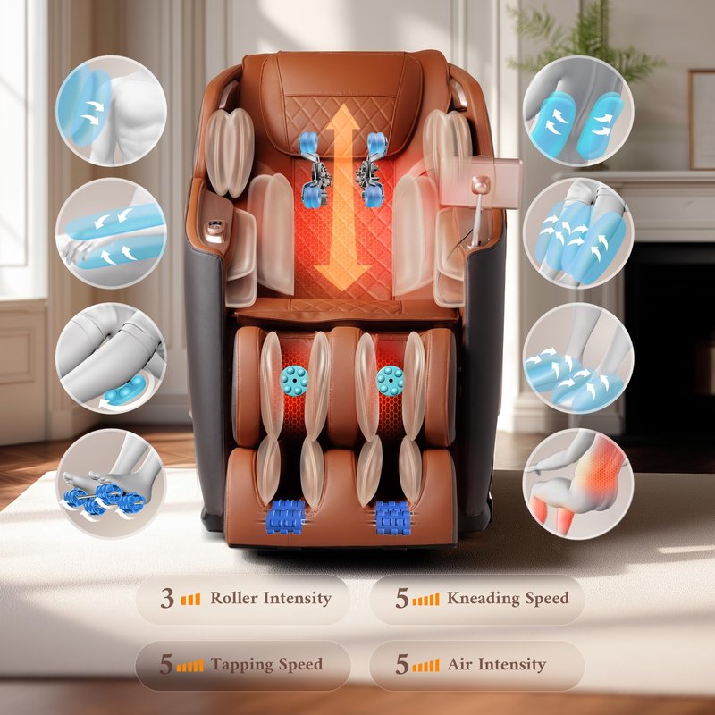 4D Massage Chair, Full Body Massage Chair, Zero Gravity Recliner w/ Intelligent Voice Control, 53.14" SL Track, Electric Calfrest Extension, 12 Auto Modes, USB Type-C, Bluetooth Speaker, TFT Screen