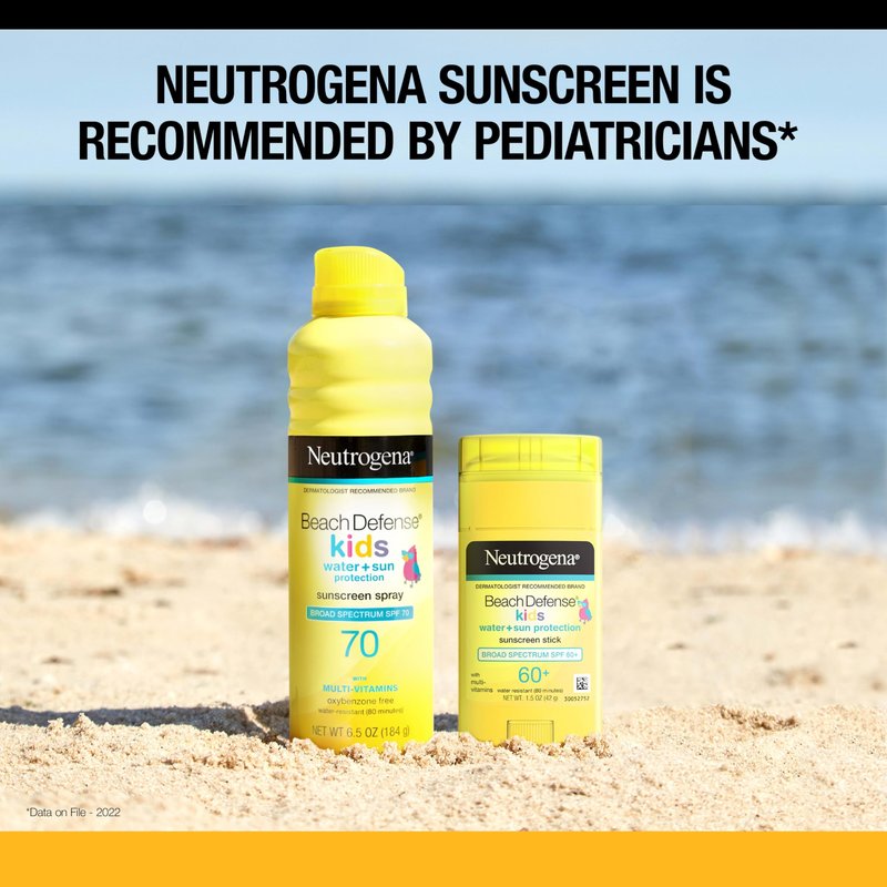Neutrogena Beach Defense Kids Sunscreen Stick SPF 60+, Hawaii Reef Act 104 Compliant, Octinoxate & Oxybenzone Free, Sunscreen for Face & Body, Travel Size Sun Protection, 1.5 oz