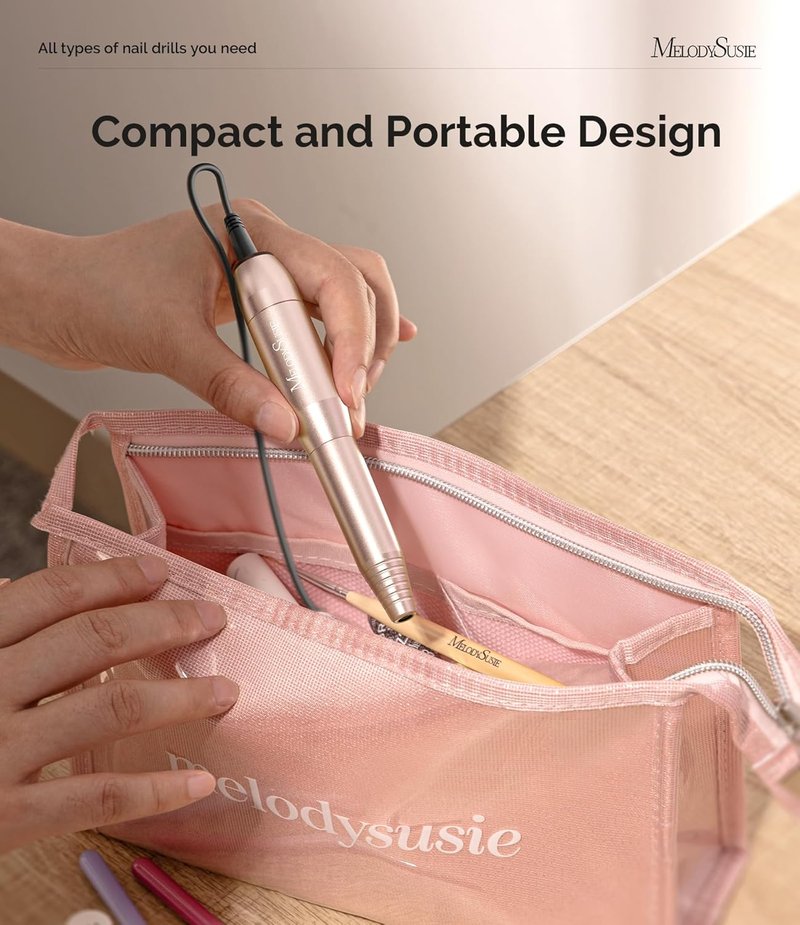 MelodySusie Portable USB Nail Drill - 20000RPM Electric Nail File for Easy Home Manicure & Gel Removal