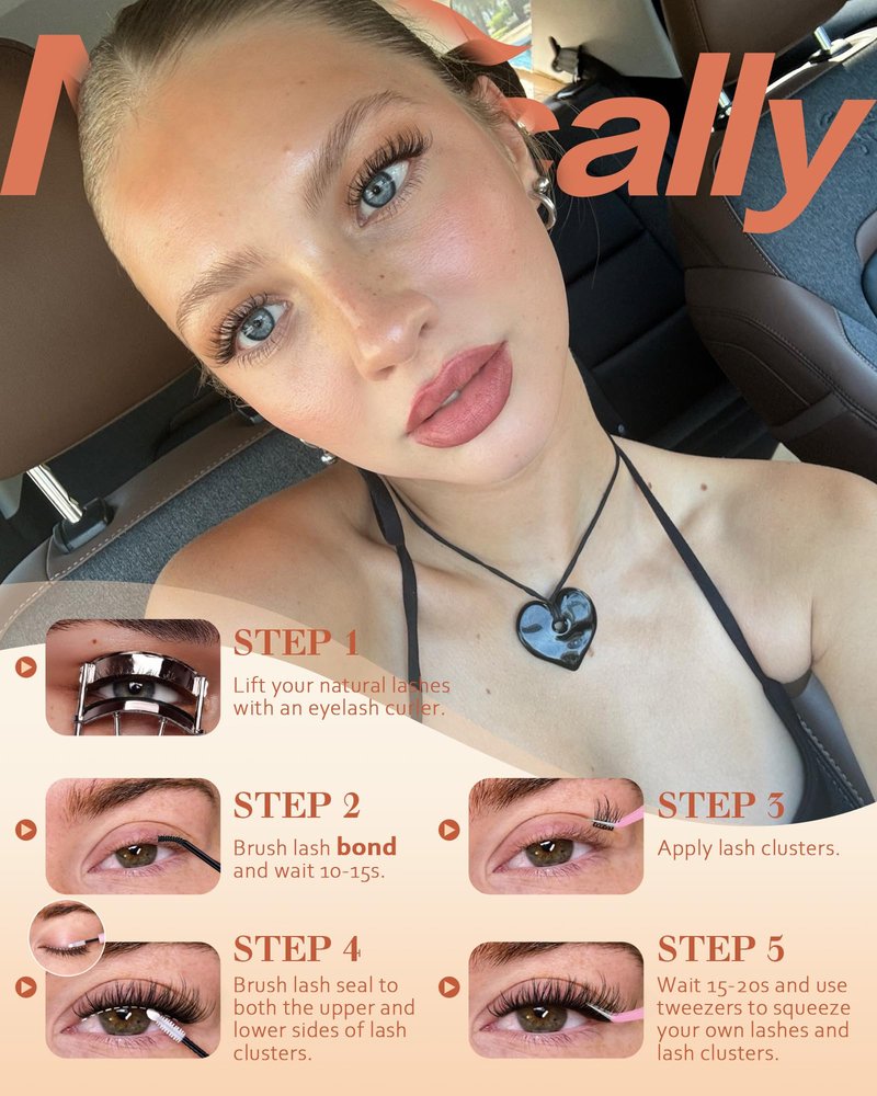 Lash Clusters Clear Band Wispy Eyelash Clusters Natural Look Lash Extensions Invisible Band Spider Cluster Eyelash Extensions 8-16MM Indivdiual Lahses D-curly Breeze Cluster Lashes by Newcally