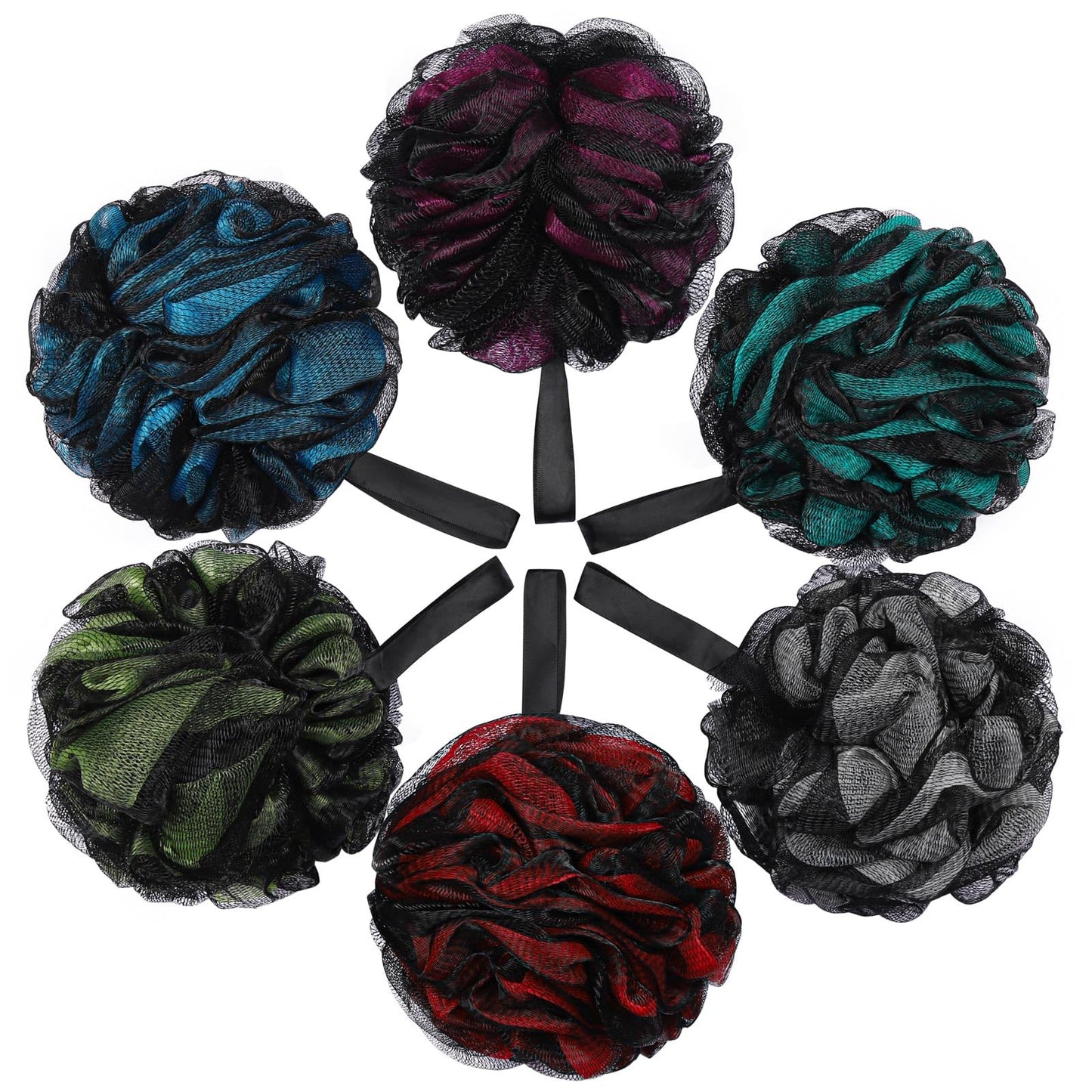 BTYMS Extra Large Bath Sponge Loofahs 75g/pc Luffa Shower Pouf Exfoliating Mesh Puff for Shower - Pack of 6