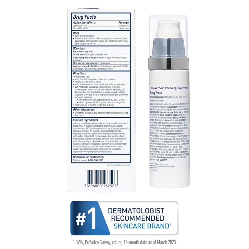 CeraVe Anti-Aging Face Cream SPF 30 - Retinol & Hyaluronic Acid, 1.76 oz | Hydrating Anti-Wrinkle Moisturizer