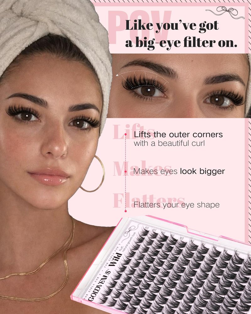 Goddvenus Fluffy Eye Lash Clusters Wispy Eyelash Clusters, D Curl Cluster Eyelash Extensions Natural Individual Lashes 120pcs, 10-16mm False Eyelashes for DIY Lash Extensions