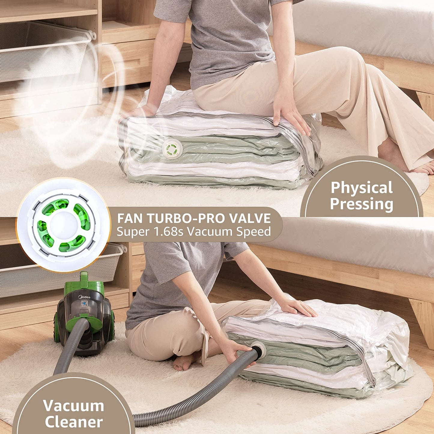 LEVERLOC 6 Pack Vacuum Storage Bags, Extra Large Cube (40x28x18x18 Inch), Vacuum Seal Bags for Comforters Pillows Blankets Bedding Clothing, Space Saving Organizer