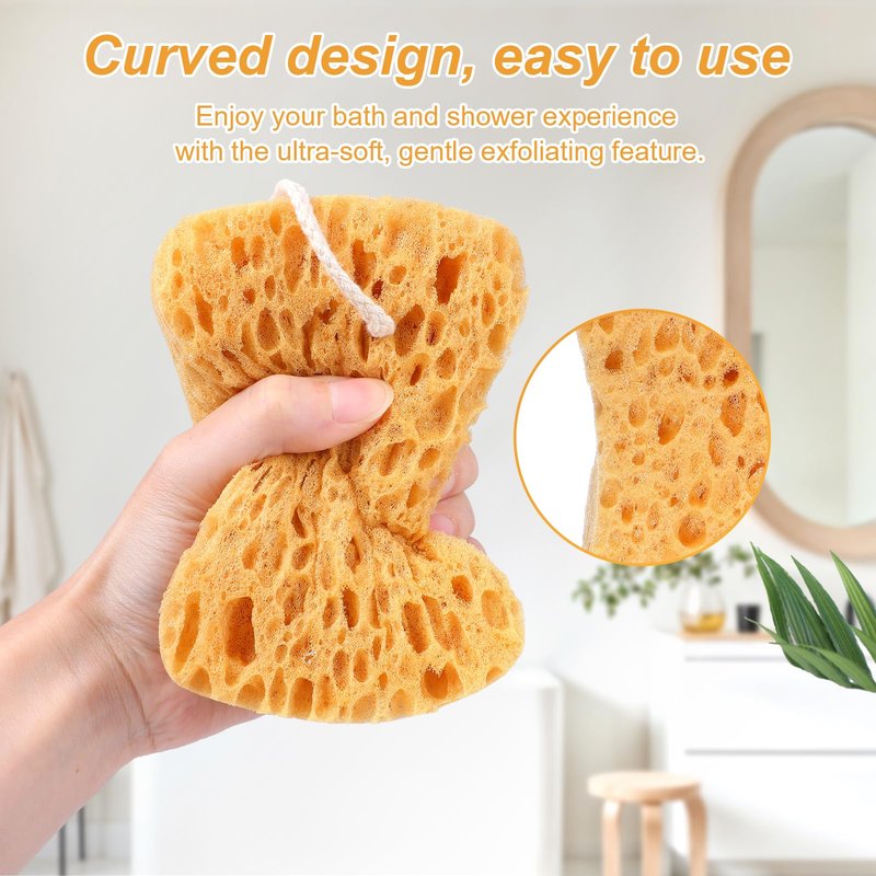 DOPENSPI 2PCS Bath Sponge, Larger Shower Sponges Natural Sponge Ultra Soft Exfoliating Shower Sponges Honeycomb Dense Foam for Women Men Sensitive Dry Skin
