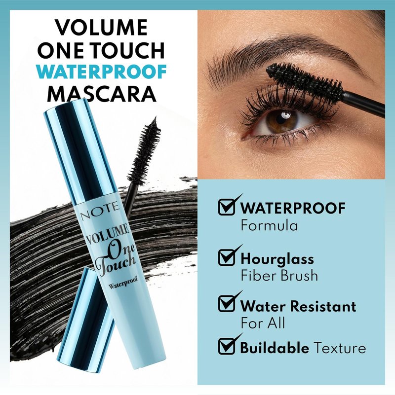 Note Cosmetique Volume One Touch Waterproof Mascara – Black Mascara for Volume and Length - Tear Proof Formula - 01 Black - 0.34 oz