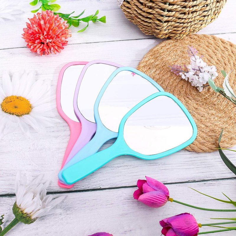 Handheld Travel Mirror Set - 4PC Cosmetic Mirrors with Handle | Perfect for Makeup & Touch-Ups