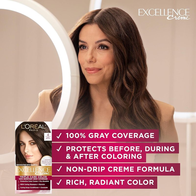 L'Oreal Paris Excellence Creme Hair Color - 6 Light Brown Dye Kit for Gray Coverage | Pack of 2