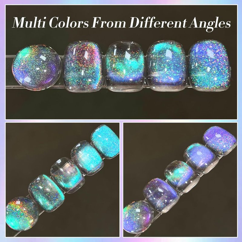 9D Cat Eye Magnetic Gel Nail Polish - Holographic Rainbow Colors | Blue & Purple, 15ML for Stunning Nail Art