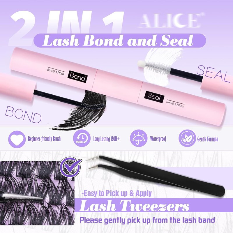 Cluster Eyelash Extension Kit - Natural Wispy 196pcs DIY Lashes | 10-18mm Individual Lashes with 4-7mm Bands, Glue & Tweezers