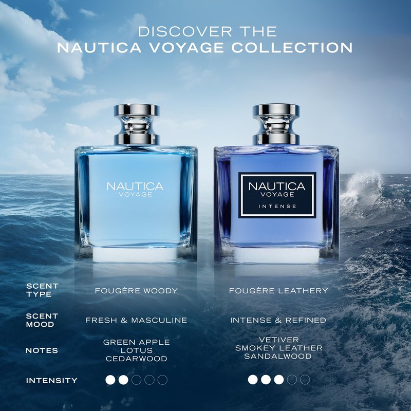 Nautica Voyage Intense Eau de Toilette 1.6 fl oz (Pack of 1), Notes of Vetiver, Smokey Leather, Mimosa, Men's Fragrance, Long Lasting, Everyday Fragrance, Travel Size